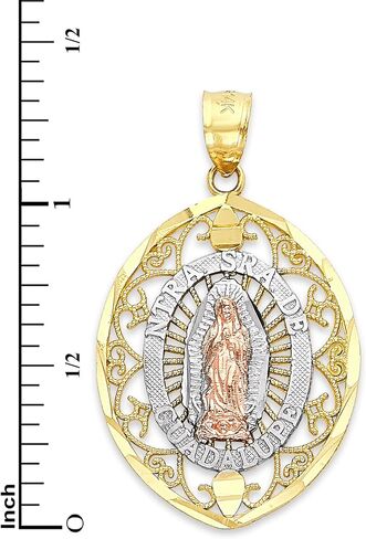 Solid 10k Tricolor Gold Virgen De Guadalupe Pendant for Necklace Virgin Mary Charm Catholic Gift for Her in Kuwait