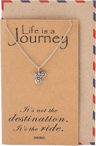 تشيوان المجوهرات قلادة دراجة صغيرة، رحلة المسافر قلادة سحر، هدايا لراكبي الدراجات والتجول، الحد الأدنى من القلائد اللذيذة، مجوهرات اللياقة البدنية مع بطاقة اقتباس in Kuwait