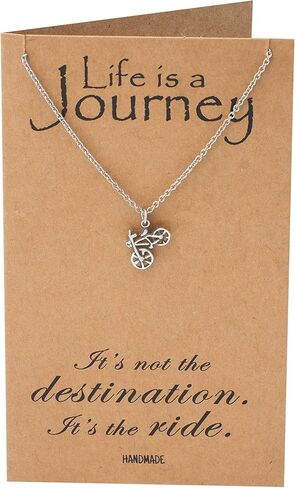 تشيوان المجوهرات قلادة دراجة صغيرة، رحلة المسافر قلادة سحر، هدايا لراكبي الدراجات والتجول، الحد الأدنى من القلائد اللذيذة، مجوهرات اللياقة البدنية مع بطاقة اقتباس in Kuwait