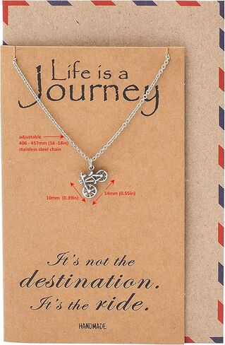 تشيوان المجوهرات قلادة دراجة صغيرة، رحلة المسافر قلادة سحر، هدايا لراكبي الدراجات والتجول، الحد الأدنى من القلائد اللذيذة، مجوهرات اللياقة البدنية مع بطاقة اقتباس in Kuwait