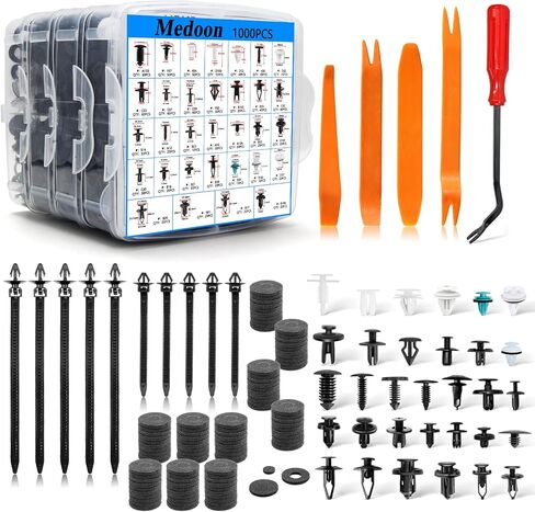 Car Retainer Clips 1115 PCS 32 Most Popular Sizes Fasteners Automotive Plastic Clips with 10 Cable Ties 1 Car Plastic Clip Remover for Ford GM Toyota Honda Chrysler BMW Benz Nissan Subaru Audi Mazda in Saudi Arabia