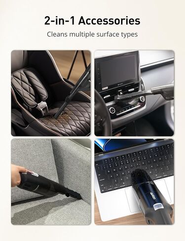 مكنسة أسبيرون المحمولة اللاسلكية، مكنسة سيارة قوية بقوة 15 كيلو باسكال، قابلة لإعادة الشحن، قاعدة شحن، مقبض مريح، أداة شق 2 في 1، مكنسة كهربائية محمولة سعة 1.8 رطل مع سرعتين للسيارة والمنزل in Kuwait