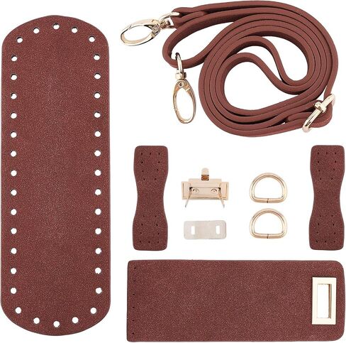 PandaHall DIY PU Leather Bag Knitting Set, Leather Bag Bottom/26" Shoulder Strap/Bag Twist Lock/Flap Cover/Bag Buckles for Crochet Handbag Tote Shoulder Bag, Camel(7 Kinds of Accessories) in Saudi Arabia