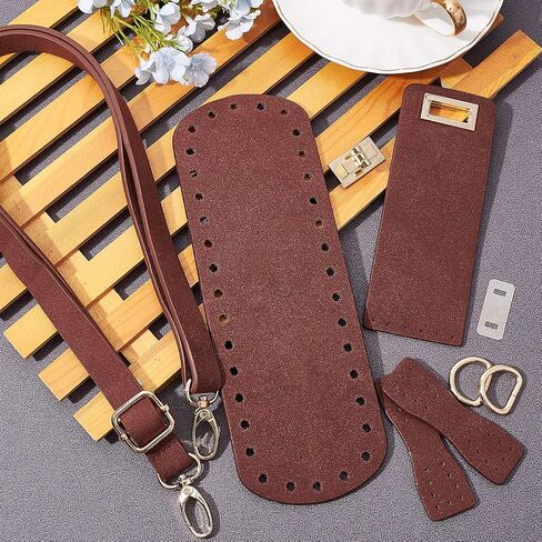PandaHall DIY PU Leather Bag Knitting Set, Leather Bag Bottom/26" Shoulder Strap/Bag Twist Lock/Flap Cover/Bag Buckles for Crochet Handbag Tote Shoulder Bag, Camel(7 Kinds of Accessories) in Saudi Arabia