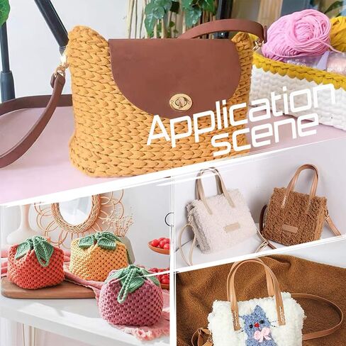 PandaHall DIY PU Leather Bag Knitting Set, Leather Bag Bottom/26" Shoulder Strap/Bag Twist Lock/Flap Cover/Bag Buckles for Crochet Handbag Tote Shoulder Bag, Camel(7 Kinds of Accessories) in Saudi Arabia