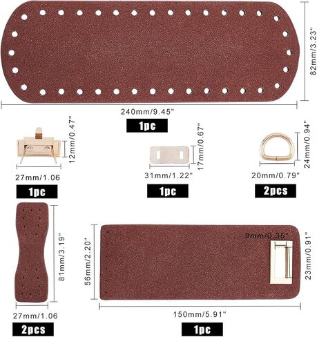 PandaHall DIY PU Leather Bag Knitting Set, Leather Bag Bottom/26" Shoulder Strap/Bag Twist Lock/Flap Cover/Bag Buckles for Crochet Handbag Tote Shoulder Bag, Camel(7 Kinds of Accessories) in Saudi Arabia