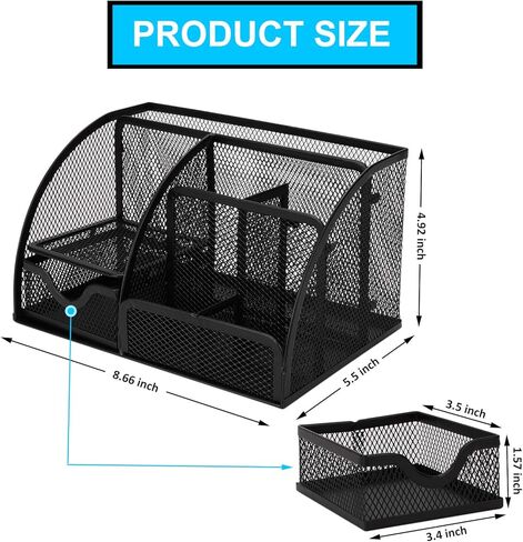 منظم مكتب، لوازم مكتبية، ملحقات تنظيم المكتب، مجموعة منظمات حامل القلم، علبة تخزين شبكية متعددة الوظائف مع 6 مقصورات + درج واحد لمستلزمات المكتب والمدرسة والمنزل in Kuwait
