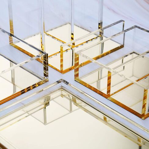 Acrylic Desk Organizer 4-Piece Desk Kit + Free Complimentary Acrylic Ruler, Desktop Organization for Office or Home (Gold) in Saudi Arabia