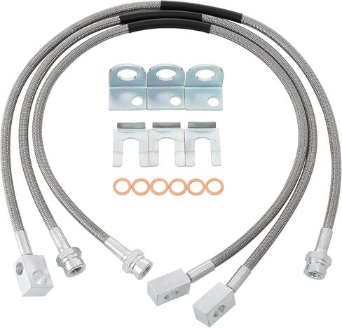 89715 خطوط فرامل أمامية وخلفية ممتدة من الفولاذ المقاوم للصدأ متوافقة مع 1987-2006 Jeep Wrangler TJ/YJ/XJ، 1984-2001 Jeep Cherokee XJ 4-6" رفع 89715 in Kuwait