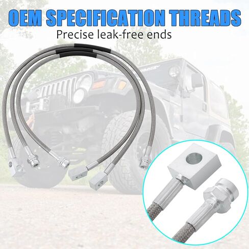 89715 خطوط فرامل أمامية وخلفية ممتدة من الفولاذ المقاوم للصدأ متوافقة مع 1987-2006 Jeep Wrangler TJ/YJ/XJ، 1984-2001 Jeep Cherokee XJ 4-6" رفع 89715 in Kuwait