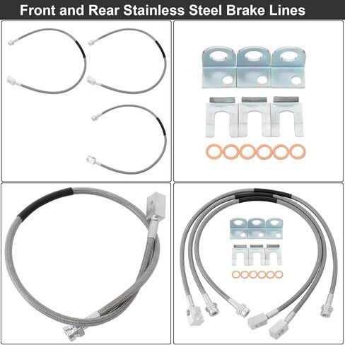 89715 خطوط فرامل أمامية وخلفية ممتدة من الفولاذ المقاوم للصدأ متوافقة مع 1987-2006 Jeep Wrangler TJ/YJ/XJ، 1984-2001 Jeep Cherokee XJ 4-6" رفع 89715 in Kuwait