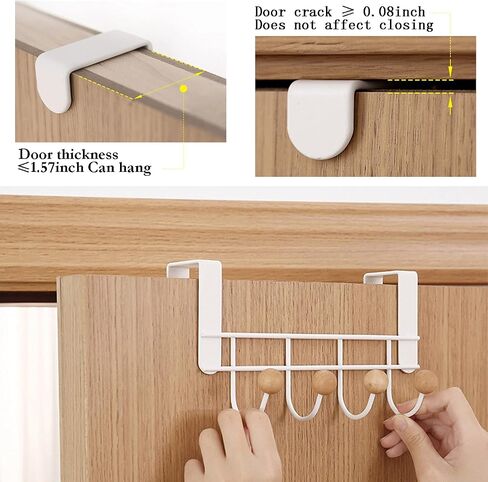 Over The Door Hooks for Coat, 1 behind door hanger with 4 hooks, 1 Double Hangers Hooks, Door Hooks White for Hanging Towels, Clothes, Robe, Hat, Tote Bag, Umbrella in Saudi Arabia