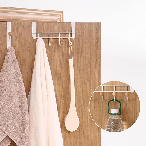 Over The Door Hooks for Coat, 1 behind door hanger with 4 hooks, 1 Double Hangers Hooks, Door Hooks White for Hanging Towels, Clothes, Robe, Hat, Tote Bag, Umbrella in Saudi Arabia