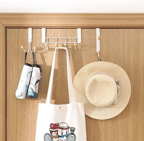 Over The Door Hooks for Coat, 1 behind door hanger with 4 hooks, 1 Double Hangers Hooks, Door Hooks White for Hanging Towels, Clothes, Robe, Hat, Tote Bag, Umbrella in Saudi Arabia