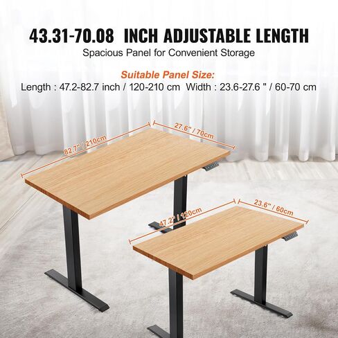 VEVOR Dual Motor Electric Adjustable Standing Desk Frame Computer Desk Legs for Home and Office (Black Frame Only) in Saudi Arabia