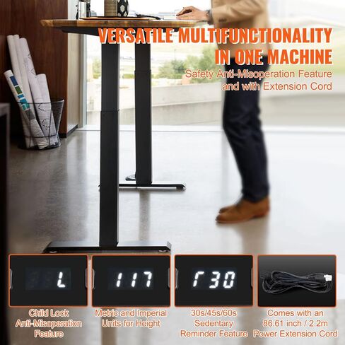 VEVOR Dual Motor Electric Adjustable Standing Desk Frame Computer Desk Legs for Home and Office (Black Frame Only) in Saudi Arabia