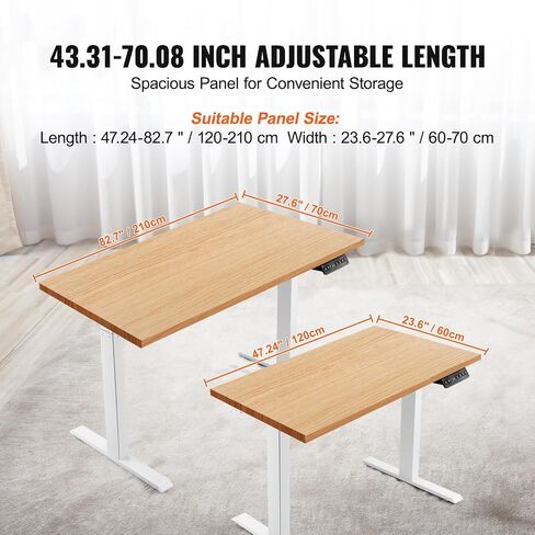 إطار مكتب VEVOR بمحرك مزدوج، ارتفاع قابل للتعديل 27.6"-46.1" وطول 43.3"-70.1" أرجل مكتب كمبيوتر كهربائية، قاعدة محطة عمل مريحة DIY للمنزل والمكتب (إطار أسود فقط) in Saudi Arabia