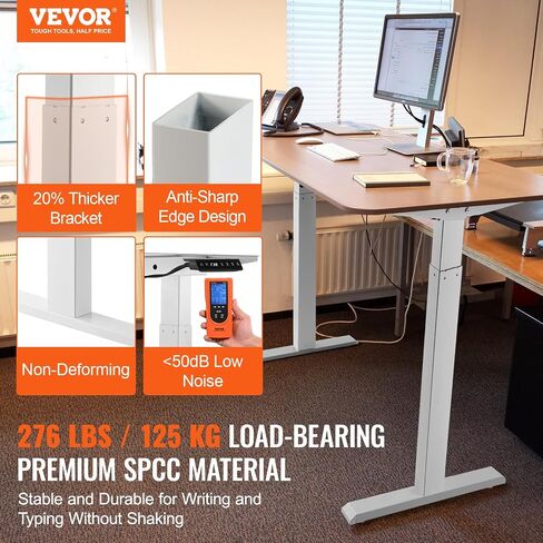 إطار مكتب VEVOR بمحرك مزدوج، ارتفاع قابل للتعديل 27.6"-46.1" وطول 43.3"-70.1" أرجل مكتب كمبيوتر كهربائية، قاعدة محطة عمل مريحة DIY للمنزل والمكتب (إطار أسود فقط) in Saudi Arabia