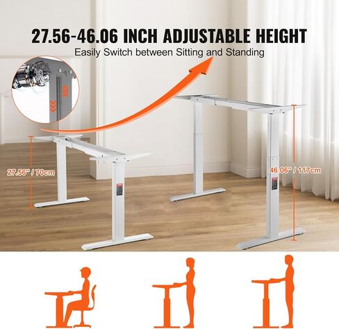 إطار مكتب VEVOR بمحرك مزدوج، ارتفاع قابل للتعديل 27.6"-46.1" وطول 43.3"-70.1" أرجل مكتب كمبيوتر كهربائية، قاعدة محطة عمل مريحة DIY للمنزل والمكتب (إطار أسود فقط) in Saudi Arabia