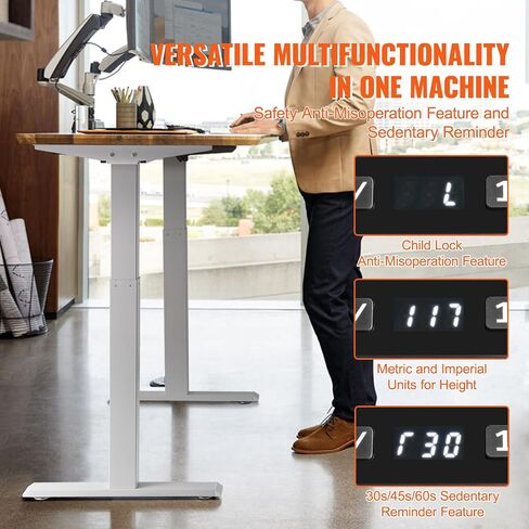 إطار مكتب VEVOR بمحرك مزدوج، ارتفاع قابل للتعديل 27.6"-46.1" وطول 43.3"-70.1" أرجل مكتب كمبيوتر كهربائية، قاعدة محطة عمل مريحة DIY للمنزل والمكتب (إطار أسود فقط) in Saudi Arabia