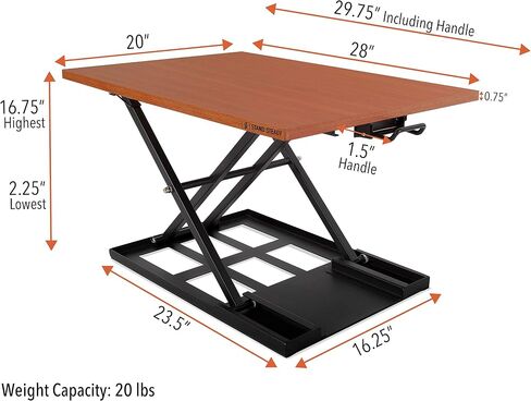 Stand Steady X-Elite Pro, Ergonomic Adjustable Height Standing Desk Converter for Home or Office, Easy Lift Sit to Stand Laptop Desk Riser for Laptop and Computer Monitor (Cherry, 28in x 20in) in Saudi Arabia