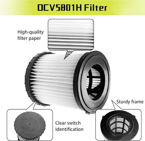 DCV5801H Replacement Filter Compatible with DeWalt DCV580 & DCV581H Wet Dry Vacuum Vacuums DCV5801H 20V MAX Wet/Dry Vacuum HEPA replacement Filter parts Reusable Filter in Kuwait
