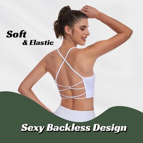 Seamless Sports Bras for Women Scoop Neck Criss Cross Back Thin Strap Light Support Workout Bra in Saudi Arabia