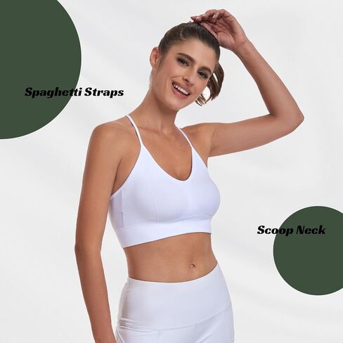 Seamless Sports Bras for Women Scoop Neck Criss Cross Back Thin Strap Light Support Workout Bra in Saudi Arabia