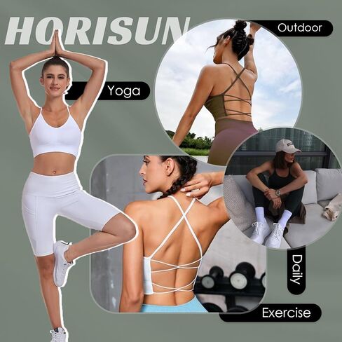 Seamless Sports Bras for Women Scoop Neck Criss Cross Back Thin Strap Light Support Workout Bra in Saudi Arabia