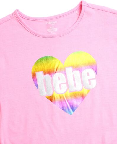 bebe Girls' Shorts Set - 2 Piece Casual Finge T-Shirt and Denim Cargo Shorts - Summer Graphic Top and Shorts Outfit Set, 7-12 in Saudi Arabia