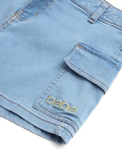 bebe Girls' Shorts Set - 2 Piece Casual Finge T-Shirt and Denim Cargo Shorts - Summer Graphic Top and Shorts Outfit Set, 7-12 in Saudi Arabia