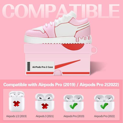 Silicone Case with Keychain Compatible with Air pods Pro 2nd/1st Generation Case, Cute 3D Basketball Shoes Box Soft Silicone Protective Cover for Men Women (Red) in Saudi Arabia