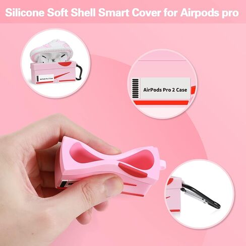Silicone Case with Keychain Compatible with Air pods Pro 2nd/1st Generation Case, Cute 3D Basketball Shoes Box Soft Silicone Protective Cover for Men Women (Red) in Saudi Arabia