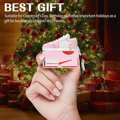 Silicone Case with Keychain Compatible with Air pods Pro 2nd/1st Generation Case, Cute 3D Basketball Shoes Box Soft Silicone Protective Cover for Men Women (Red) in Saudi Arabia