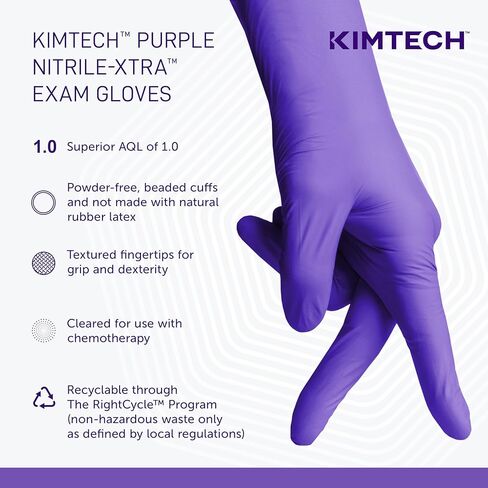 قفازات امتحان Kimtech™ Purple Nitrile-Xtra™ (50602)، 5.9 مل، يمكن استخدامها بكلتا اليدين، 12 بوصة، متوسط، 50 قفازات نيتريل / صندوق in Saudi Arabia