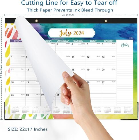 تقويم مكتب 2024-2025 - يوليو 2024 - ديسمبر 2025، تقويم مكتب كبير 2024-2025، 22 بوصة × 17 بوصة، كتل كبيرة مسطرة، ملاحظات - حبر أخضر اللون in Saudi Arabia
