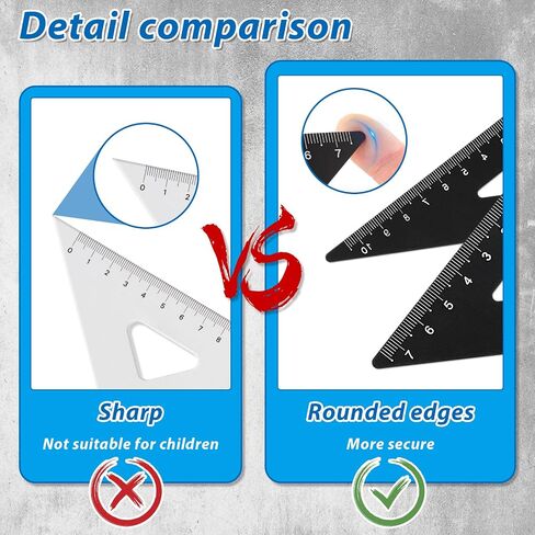 4Pcs Triangular Scale Ruler Set, Geometric Protractor Mathematical Triangle Ruler Aluminum Ruler for School and Office Supplies Math Rulers for Kids and Adults Draftsman(Black) in Saudi Arabia