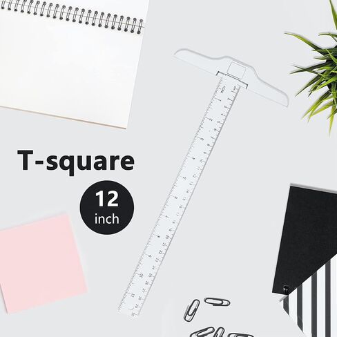 قطعتان من مسطرة T-Square البلاستيكية الشفافة مقاس 30 سم/ 12 بوصة للصياغة والتأطير الفني in Kuwait