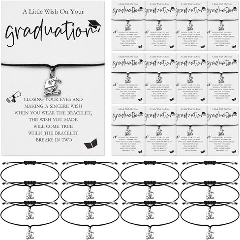 12 مجموعة من أساور قبعة التخرج 2024، هدايا التخرج، فئة 2024، أساور أمنيات ملهمة، سحر بطاقة الرغبات للنساء، الطالب، الكلية، المدرسة in Kuwait