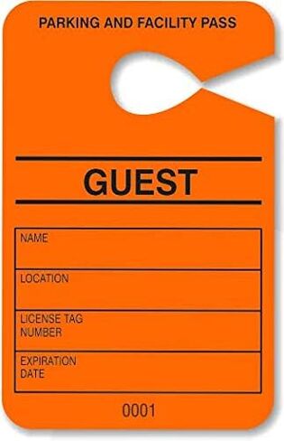 Hang Tag Parking Permit - Contractor Parking Pass - Numbered Facility Pass - Car Parking Management - HViz Neon Yellow 100 Units - Disclaimer on Back -10point/250gms Card Stock - Large 3.5 x 5.5 in. in Saudi Arabia
