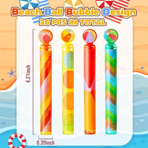 SCIONE 36 حزمة من عصا الفقاعات الصغيرة، هدايا حفلات فقاعات كرة الشاطئ للأطفال، حشوات حقيبة جودي، ألعاب صندوق الكنز لعصي الفقاعات الصيفية، جوائز الفصول الدراسية للأولاد والبنات in Kuwait