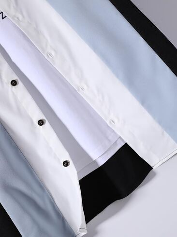 OYOANGLE Men's 2 Piece Outfits Color Block Short Sleeve Shirts and Drawstring Waist Shorts Set in Saudi Arabia