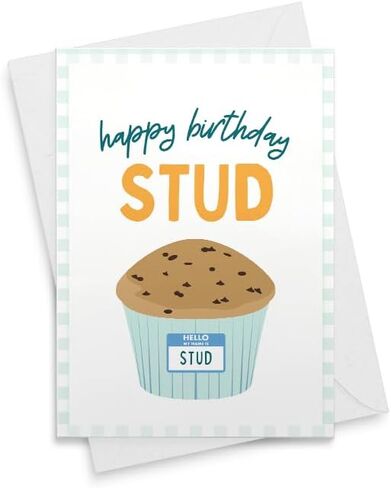 Boyfriend Birthday Card - Stud Muffin Card, Food Pun Card, Husband Birthday Card, Funny Birthday Card For Him, Card For Boyfriend, Foodie [01068] in Saudi Arabia