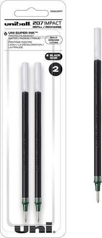 Uniball Signo 207 Impact Stick Gel Pen Refill, 2 Black Pen Refills, 1.0mm Bold Point Gel Pens| Office Supplies by Uni-ball like Ink Pens, Colored Pens, Fine Point, Smooth Writing Pens, Ballpoint Pens in Saudi Arabia