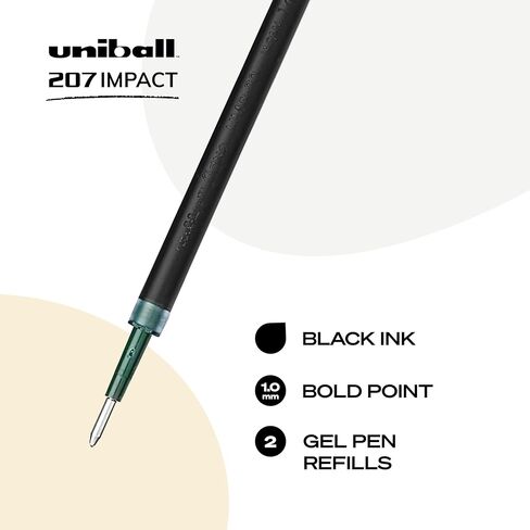 Uniball Signo 207 Impact Stick Gel Pen Refill, 2 Black Pen Refills, 1.0mm Bold Point Gel Pens| Office Supplies by Uni-ball like Ink Pens, Colored Pens, Fine Point, Smooth Writing Pens, Ballpoint Pens in Saudi Arabia