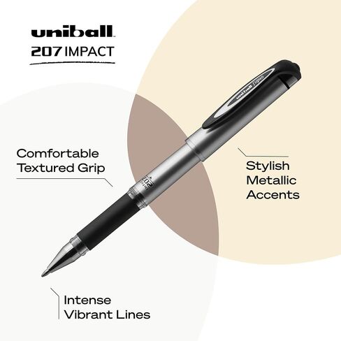 Uniball Signo 207 Impact Stick Gel Pen Refill, 2 Black Pen Refills, 1.0mm Bold Point Gel Pens| Office Supplies by Uni-ball like Ink Pens, Colored Pens, Fine Point, Smooth Writing Pens, Ballpoint Pens in Saudi Arabia