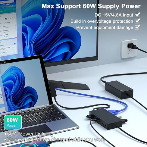 Surface Dock, Microsoft Surface Docking Station, Surface Triple Display (4K HDMI +VGA) Dock, Surface pro Accessories for Surface Pro 10/9/8/X/7/6/5/4, Surface Book 3/2/1, Surface Laptop go/6/5/4/3/2/1 in Saudi Arabia