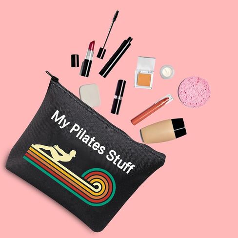 JXGZSO Funny Pilates Makeup Bag Pilates Lover Gifts My Pilates Stuff Cosmetic Pouch Bag Yoga Meditation Gift Yoga Instructor Gift in Saudi Arabia