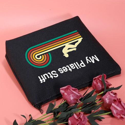 JXGZSO Funny Pilates Makeup Bag Pilates Lover Gifts My Pilates Stuff Cosmetic Pouch Bag Yoga Meditation Gift Yoga Instructor Gift in Saudi Arabia