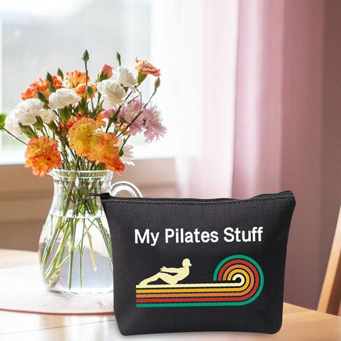JXGZSO Funny Pilates Makeup Bag Pilates Lover Gifts My Pilates Stuff Cosmetic Pouch Bag Yoga Meditation Gift Yoga Instructor Gift in Saudi Arabia
